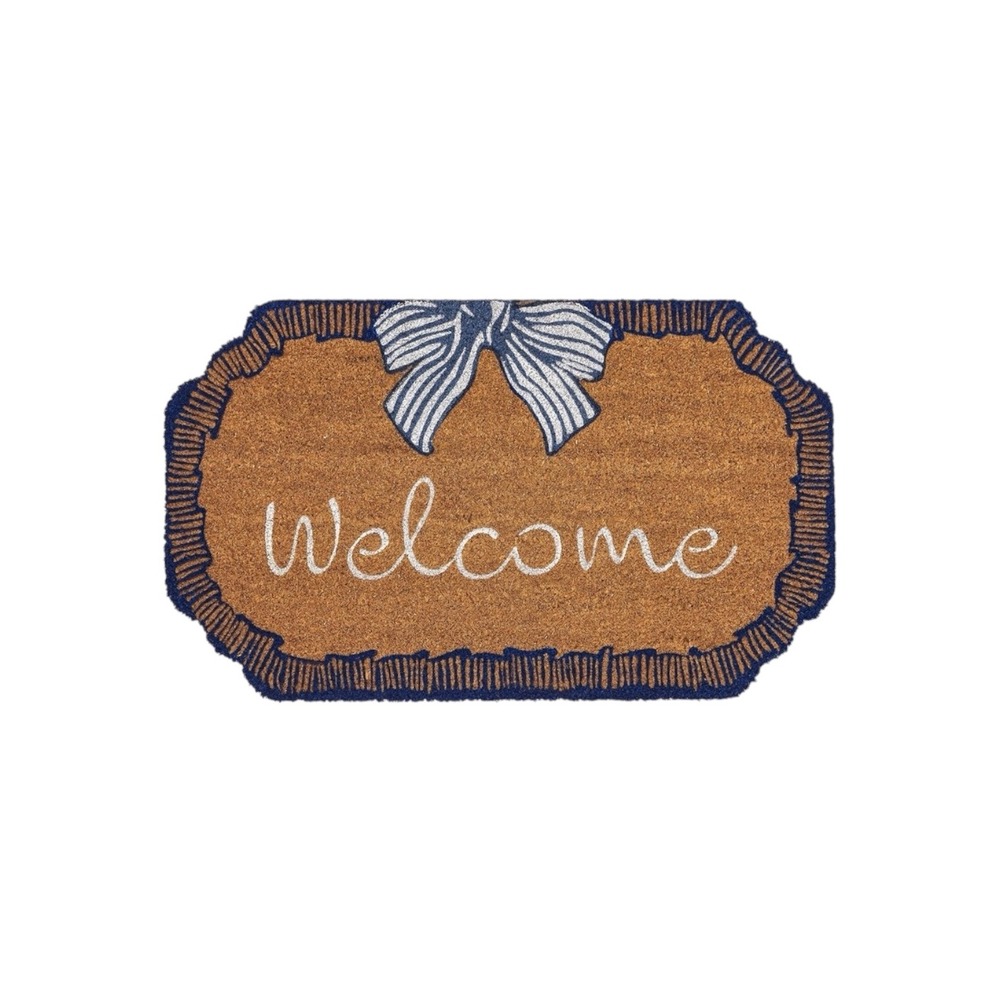 My Texas House Bow Welcome Coir Doormat Blue White Patriotic 30x18‎